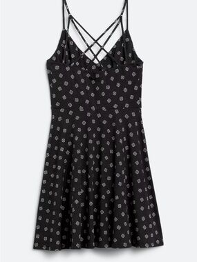 nine britton Black Mini Dress with White Geo Print